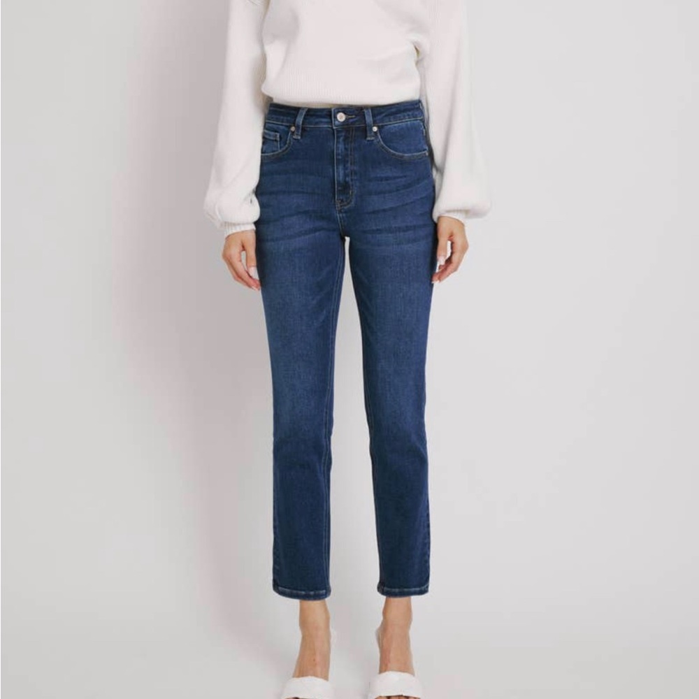 Kan Can High Rise Straight Blue Jeans - Picture 3 of 3